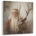 Holiday Wall Decorations - Santa and Reindeer Winter Scene Canvas Art