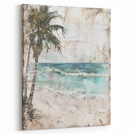 Tropical Beach Rustic Wall Art - Farmhouse Decor Vintage Seaside Scene