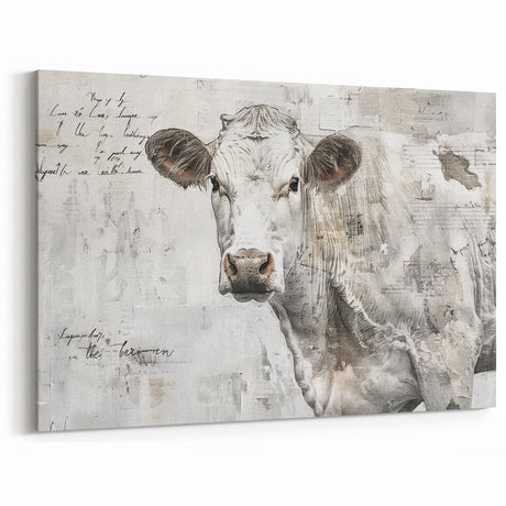 Rustic Farmhouse Cow Wall Art - Vintage Animal Print for Country Decor