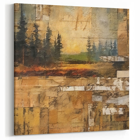 Rustic Forest Landscape Wall Art - Farmhouse Decor Vintage Nature Print