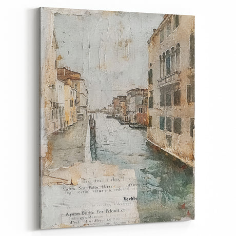 Venetian Canal Rustic Wall Art - Farmhouse Decor Vintage Water Scene