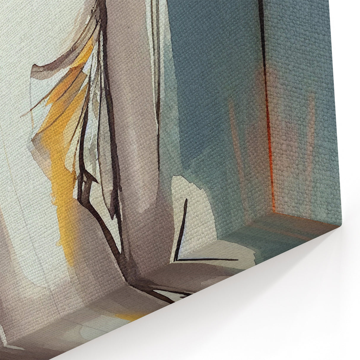 Elegant Woman Sketch Art - Abstract Figurative in Soft Neutrals and Blue