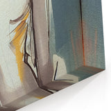 Elegant Woman Sketch Art - Abstract Figurative in Soft Neutrals and Blue