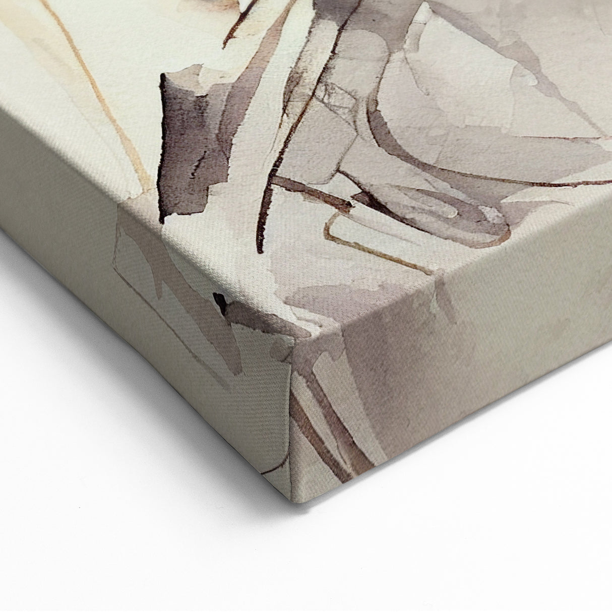 Elegant Woman Sketch Art - Abstract Figurative in Soft Neutrals and Blue