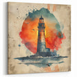 Dramatic Sunset Lighthouse Art Print - Coastal Nautical Wall Decor