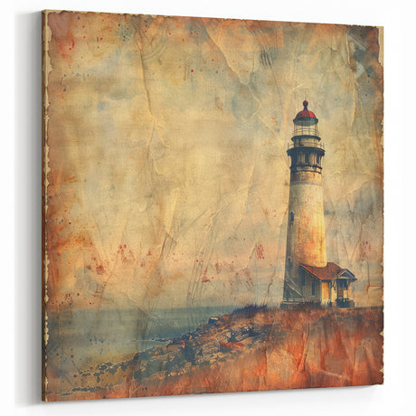 Vintage Coastal Lighthouse Artwork - Rustic Nautical Wall Art Canvas Print