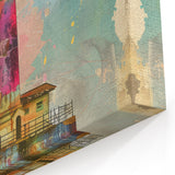 Colorful Seaside Lighthouse Canvas - Modern Nautical Wall Art Print