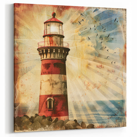 Serene Vintage Lighthouse Canvas - Nautical Coastal Wall Art Decor