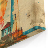 Vibrant Lighthouse Sunset Art Print - Coastal Wall Decor Canvas
