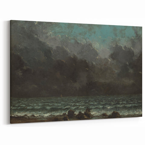 Realism Art Canvas - The Sea by Gustave Courbet Dark Ocean Print