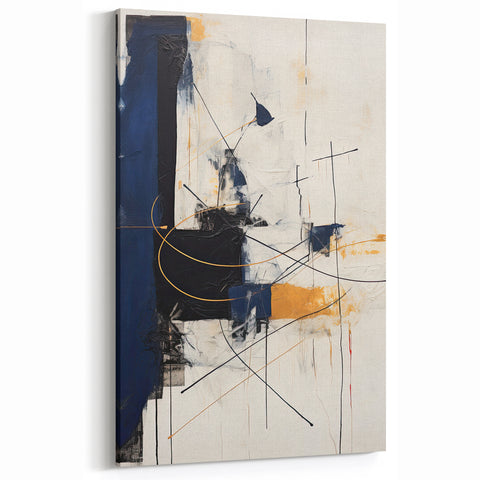 Abstract Geometric Canvas – Bold Minimalist Wall Art with Gold