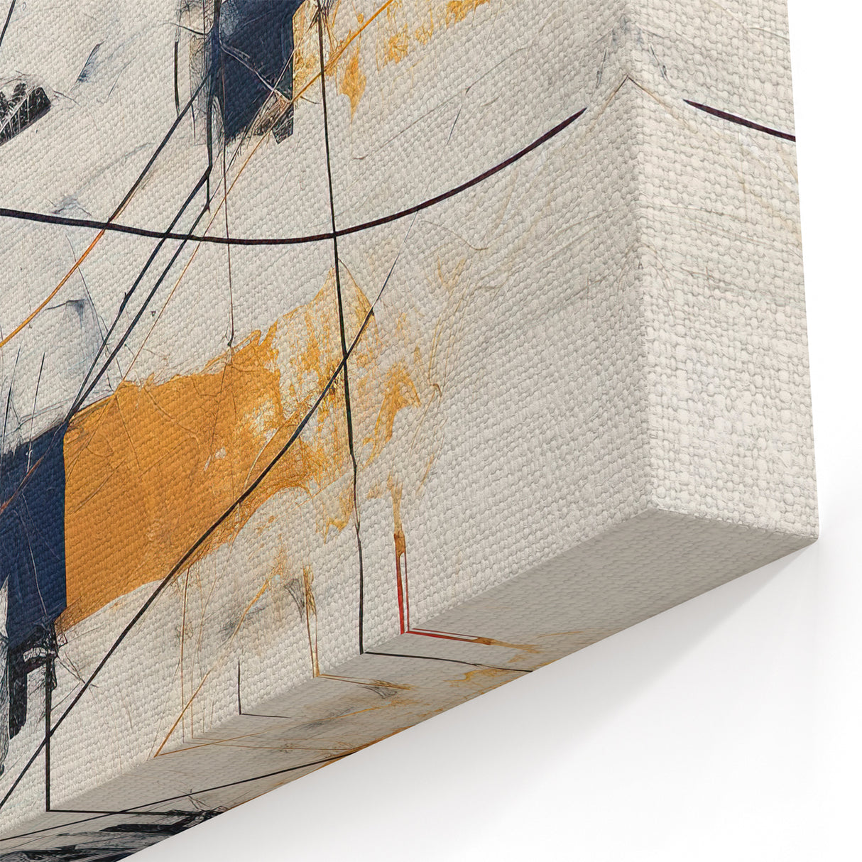 Abstract Geometric Canvas – Bold Minimalist Wall Art with Gold