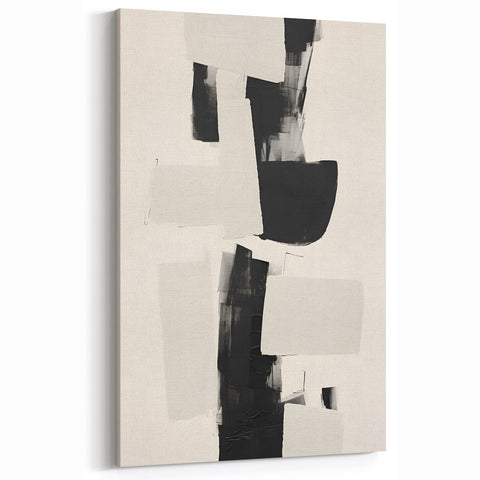 Abstract Black with White Block Art – Modern Minimalist Canvas Decor