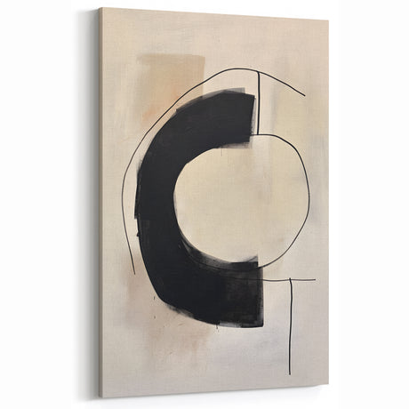 Minimalist Arch Abstract Art – Modern Black and Beige Canvas Decor