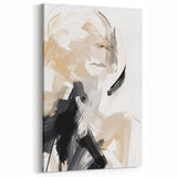 Abstract Brushstroke Art – Minimalist Beige Black Canvas Design