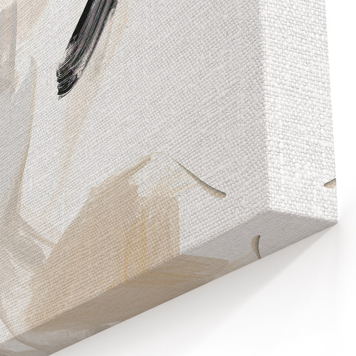 Abstract Brushstroke Art – Minimalist Beige Black Canvas Design