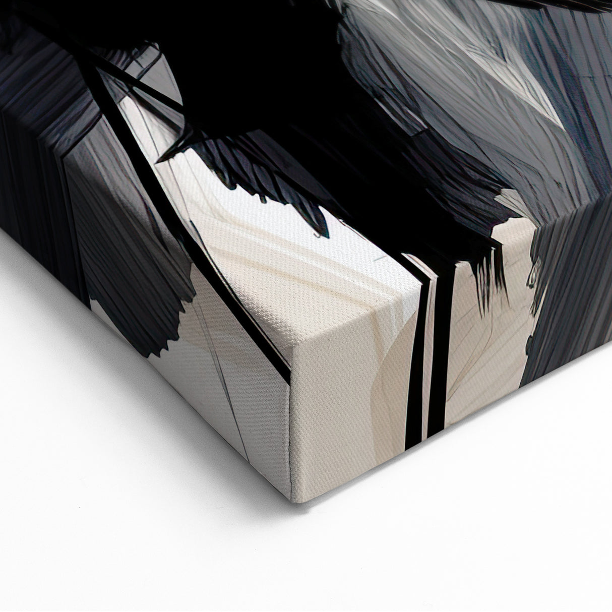 Abstract Brushstroke Art – Minimalist Beige Black Canvas Design