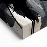 Abstract Brushstroke Art – Minimalist Beige Black Canvas Design