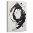 Dynamic Abstract Circles – Minimalist Black with White Canvas Art