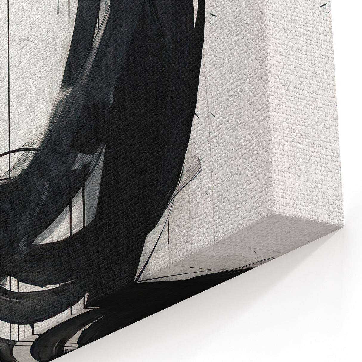 Dynamic Abstract Circles – Minimalist Black with White Canvas Art