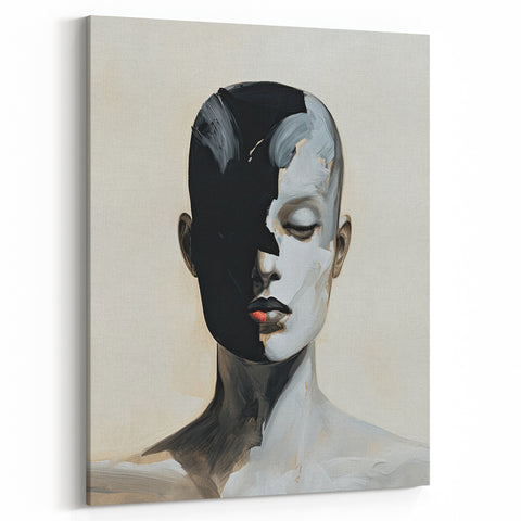 Minimalist Face Art - Modern Dual Tone Abstract Portrait Print
