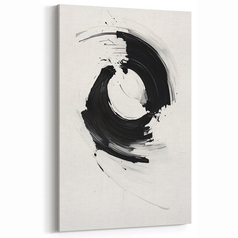 Dynamic Black and White Minimalist Art - Modern Abstract Canvas Print