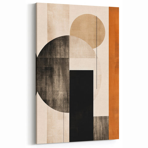 Contemporary Geometric Wall Art - Minimalist Black and Beige Decor