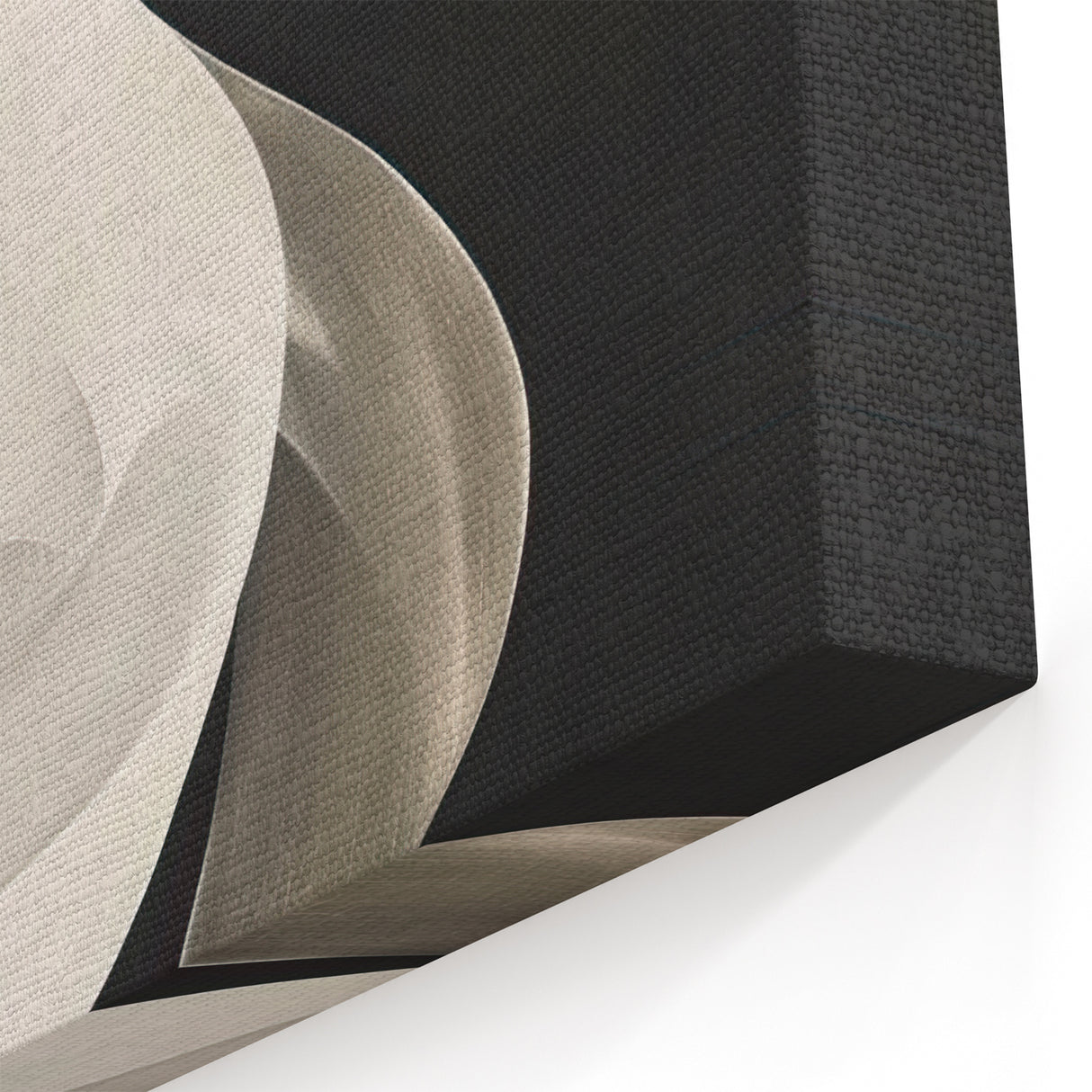 Minimalist Abstract Art Print - Beige Black White Flowing Design