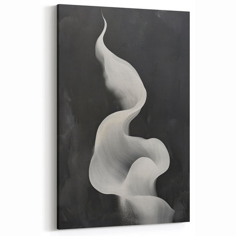 Minimalist Abstract Art Print - Black White Flowing Modern Design
