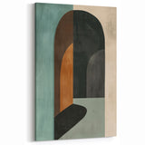 Modern Minimalist Geometric Art Print - Teal Brown Black Arch Design