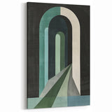 Minimalist Geometric Arch Art Print - Green Teal Black Modern Design