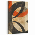 Minimalist Abstract Art Print - Black Red Beige Curved Geometric Design