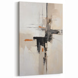 Black Beige Orange Linear Design - Minimalist Abstract Art Print