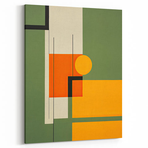 Green Orange Yellow Modern Shapes - Minimalist Geometric Art Print