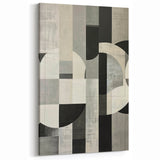 Geometric Art Print Minimalists Abstracts- Black White Gray Textured Design