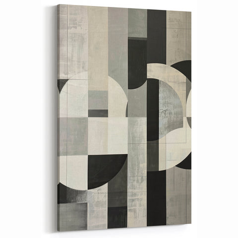 Geometric Art Print Minimalists Abstracts- Black White Gray Textured Design