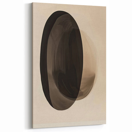 Minimalist Abstract Art Print - Black and Beige Overlapping Shapes