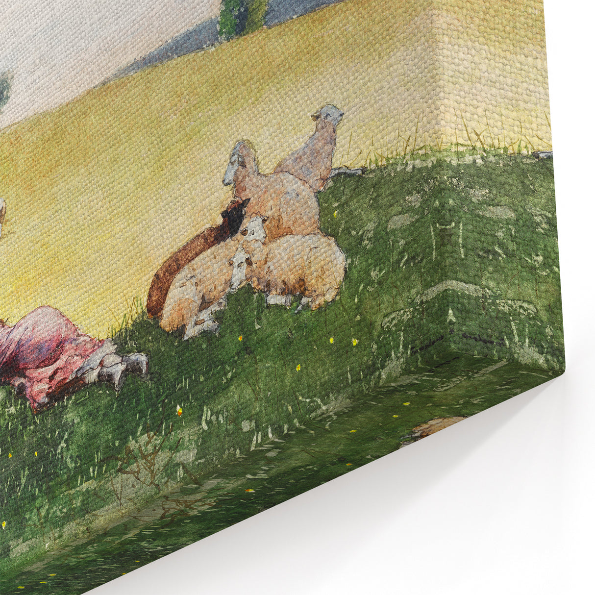 Realism Art Print - Shepherdess in Pasture by Winslow Homer, Fine Art Canvas
