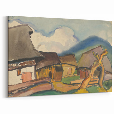 Rustic Realism Village Scene | Village Landscape by Zolo Palugyay Print