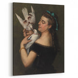 Elegant Realism Portrait | Woman with Pigeons by Gustave Courbet Print