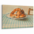Vintage Art Deco Wall Art – Croissant Still Life on Checkered Table