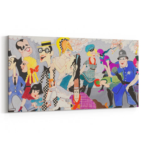 Vibrant Art Deco Wall Art – Colorful Vintage Caricature Illustration