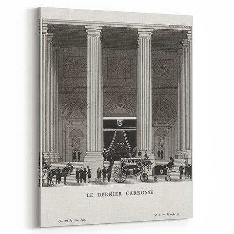 Elegant Art Deco Wall Art – Monochrome Architectural Carriage Scene
