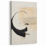 Contemporary Abstract Brushstroke Art - Black Beige Minimalist Design