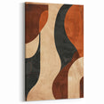 Warm Earthy Abstract Wall Art - Black Brown with Beige Curved Shapes