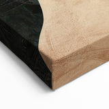 Warm Earthy Abstract Wall Art - Black Brown with Beige Curved Shapes