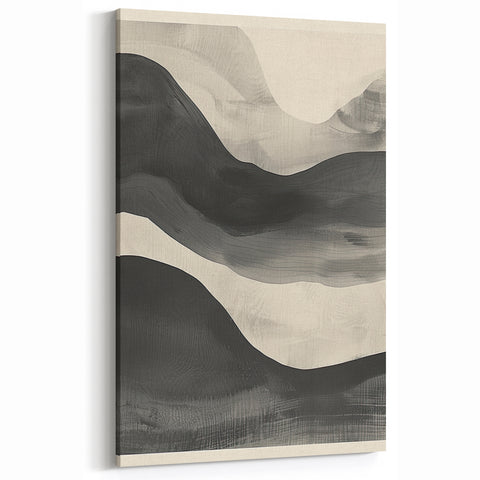 Monochromatic Abstract Landscape - Minimalist Black and White Art Print