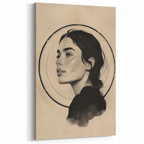 Minimalist Portrait Line Art - Elegant Black and White Wall Decor