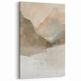 Soft Neutral Landscape Art - Minimalist Earthy Mountain Scene