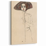 Timeless Art Deco Wall Art - Minimalist Woman in Large Hat Illustration